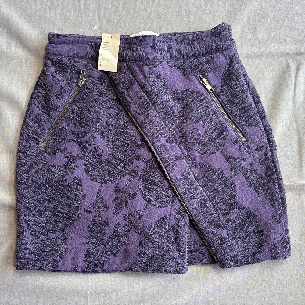 New Urban Outfitters Joan Mini Skirt Small Purple Asymmetric Floral Embroidered